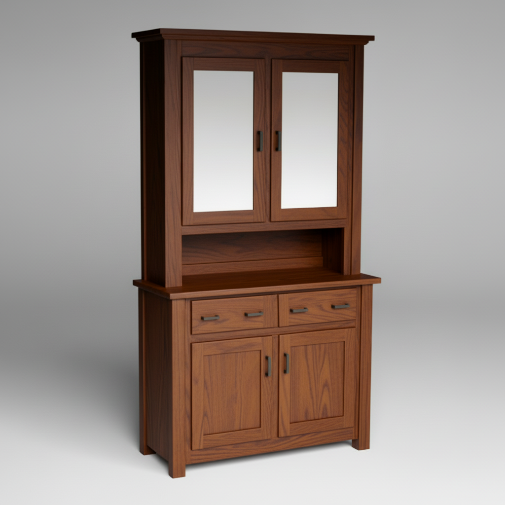 Amish Logan Farmhouse 2 Door Hutch with Rough Sawn Planking Kohler Woodcraft