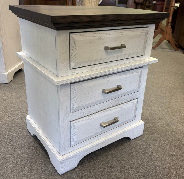  Amish London Bedroom Set - 2-Toned Paint & Stain - Farmhouse Style Amish Bedroom - London 3-Drawer Nightstand