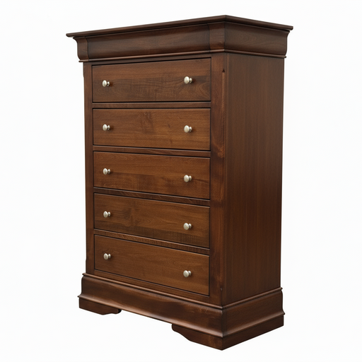 Amish Louis Phillipe Chest of Drawers - Brown Maple - OCS-106 Acres - Hidden Felt Lined Drawer Drawers in Dresser - Amish Made Traditional Bedroom Furniture