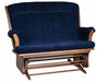 Amish Contemporary Loveseat Glider in Oak with a Medium Stain and 7803-K Navy Fabric