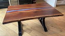 Amish Made Epoxy Walnut Live Edge Dining Table with Black Metal Base