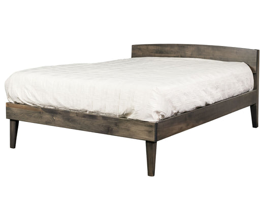 Amish Madison Platform Bed on Brown Maple with Antique Slate Finish Modern Style