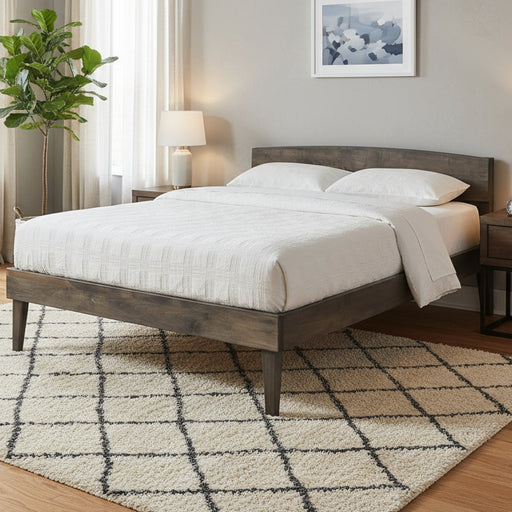 Amish Madison Platform Bed on Brown Maple with Antique Slate Finish Modern Style