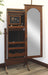 Amish Madison Jewelry Cheval Mirror
- Sliding Mirror (Slides To The Right Standard)
- Hinged Earring Door
- 11 Hook Necklace Board
- 1st Shelf: 3 Ring Slots
- 2nd Shelf: 3 Dividers
- 3rd Shelf: 4 Dividers
- Bottom Shelf: 1 Divider