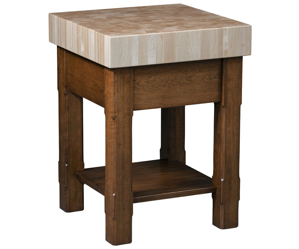 Amish Kitchen Island Top Hard Maple Butcher Block with Oil Rubbed Finish Base Cherry Wood with Windsor Stain