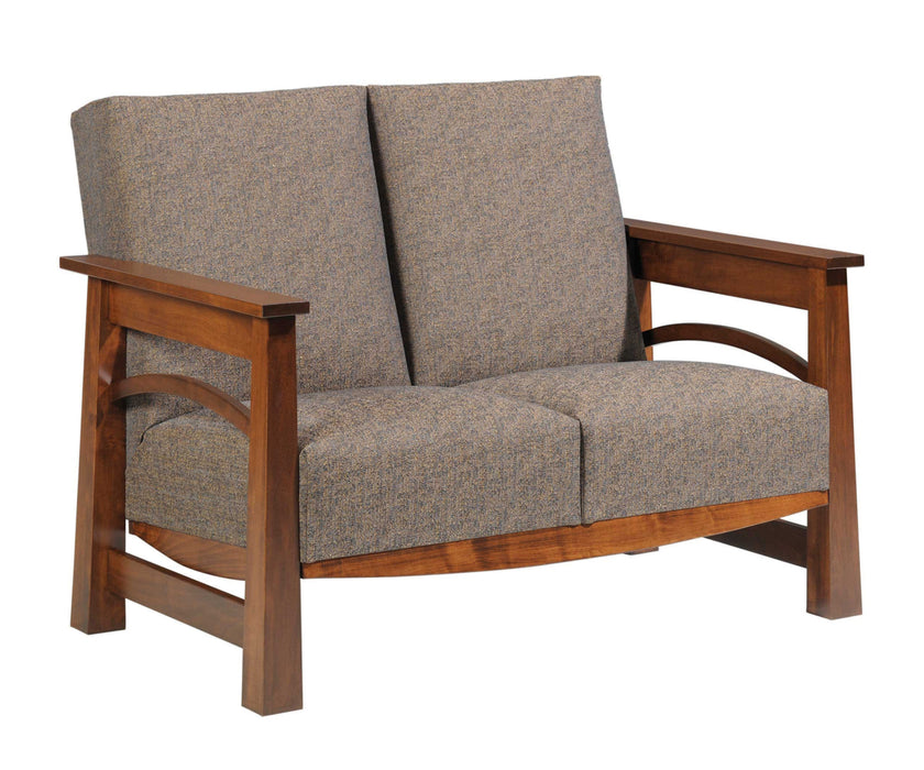 Amish Madison Love Seat - Quality Fabrications - Amish Made Solid Wood Craftsman Style Sofa - No Background