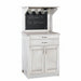Amish Magnolia Contemporary Coffee Bar - Paint White With Glazed Finish - Coffee Hutch With Outlet and Mug Hangers - K-Cup Holder - Pull-out Surface - Storage Underneath - Solid Wood - Blank Background