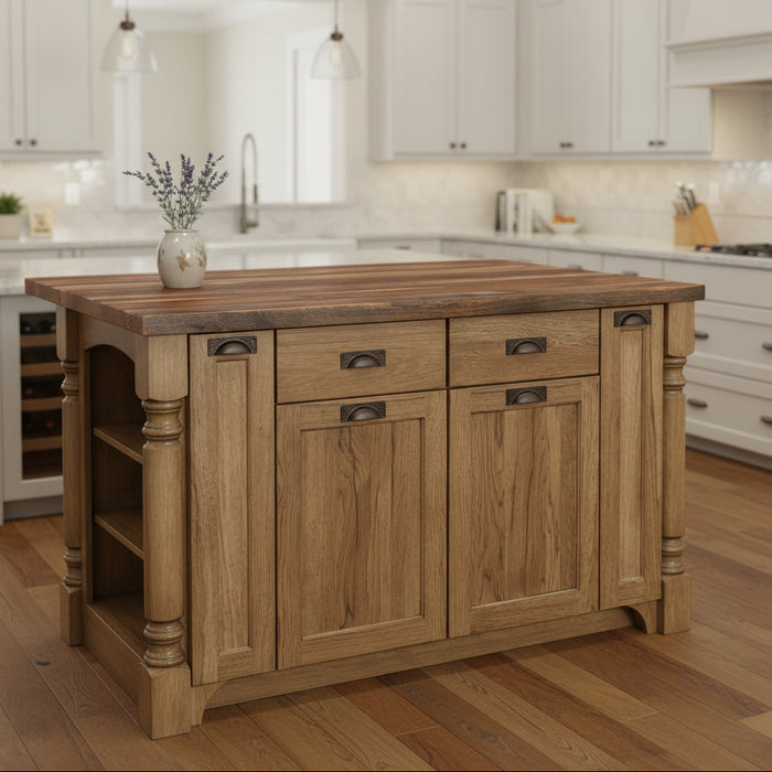 Amish Magnolia Farmhouse Island Bar - Reclaimed Barnwood Top -Amish Farmhouse Island -In Kitchen Photo