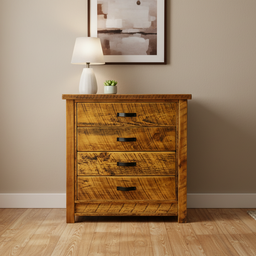 Amish Mahoning Creek Rough Sawn Reclaimed Barnwood 4 Drawer Chest Bylers Rustic Furniture