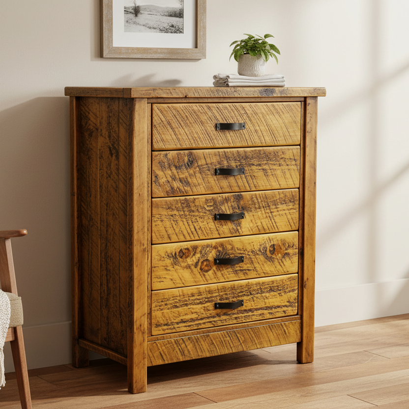 Amish Mahoning Creek Rough Sawn Reclaimed Barnwood Chest of Drawers Bylers Rustic Cabin Furniture