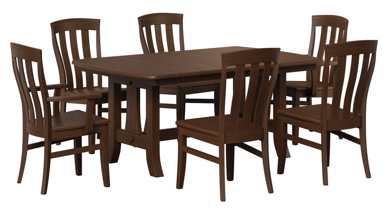 Amish Mason Dining Set Trestle Table & Chair Sets Shaker Traditional