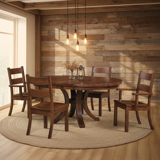 Amish Mayfield Dining Set - Rough Sawn Amish Dining Set - Five Star Tables - Rough Sawn Wormy Brown Maple