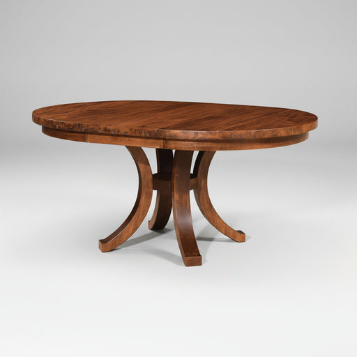 Amish Mayfield Single Pedestal Table - 48" Round With 18" Leaf - Rough Sawn