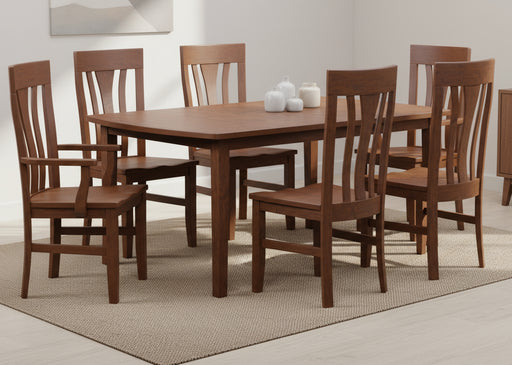 Amish Mega Dining Set - Shaker Leg Table - Bow End Shape - Cherry Wood
