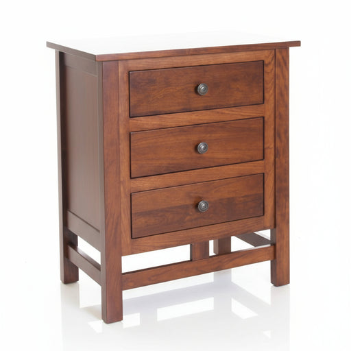 Amish Metro 3-Drawer Nightstand - Queen Bed - Solid Brown Maple OCS-111 Boston Stain