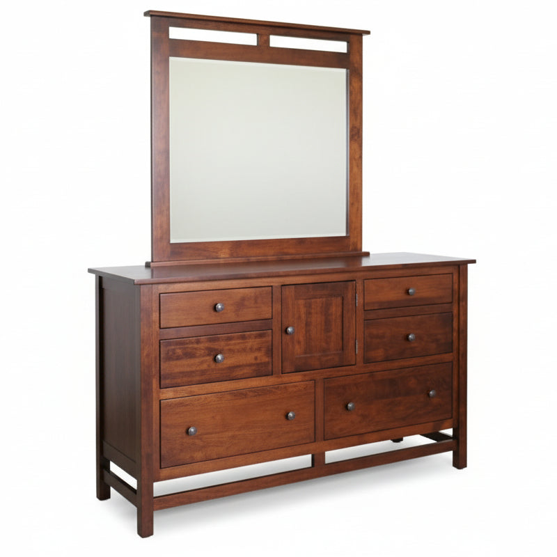 Amish Metro Dresser - Queen Bed - Solid Brown Maple OCS-111 Boston Stain