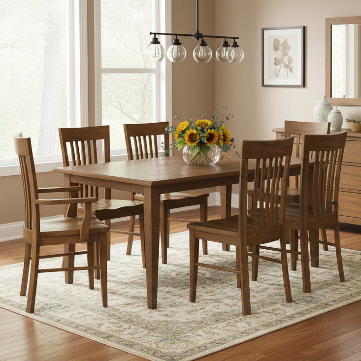 Amish Metro Slat Dining Set - Shaker Leg - Contemporary Amish Dining Set - Solid Cherry Dining Set