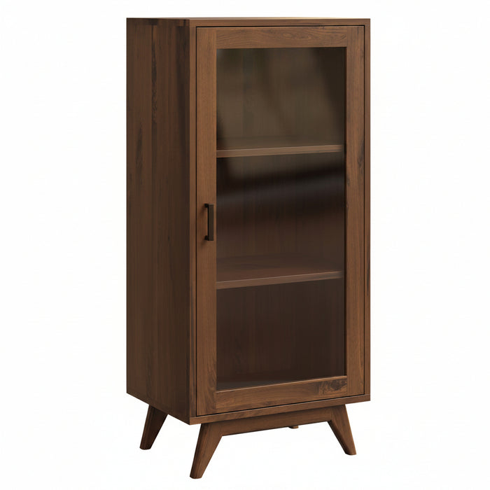 Amish Mid Century Modern Bookcase Display Cabinet with Glass Door