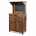 Amish Mill Creek Rough Sawn Coffee Bar - Rough Sawn Brown Maple - Coffee Hutch With Outlet and Mug Hangers - K-Cup Holder - Pull-out Surface - Storage Underneath - Solid Wood - Blank Photo