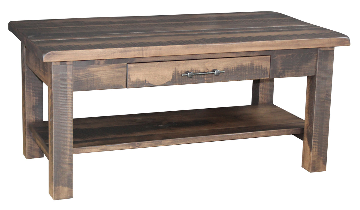Amish Milltown Coffee Table - Amish Farmhouse Rough Sawn Coffee Table - Solid Maple Coffee Table - Ashery Woodworking