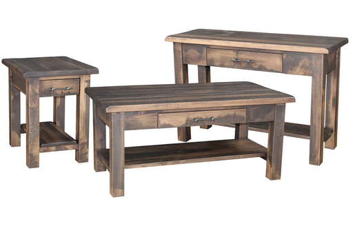 Amish Milltown Living Room Tables - Amish Farmhouse Rough Sawn Living Room Tables - Solid Maple Living Room Tables - Ashery Woodworking