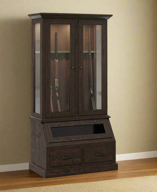 Amish Mission 8-Gun Cabinet w/ Pistol Display Gun Cabinets Mission