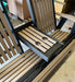 Amish Mission Adirondack 5' Settee Swing - Weatherwood on Black Tangent Poly - Fold Down Detail