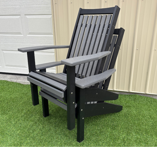 Amish Mission Adirondack Chair - Tangent Poly - Dark Gray on Black - Shown Stacked
