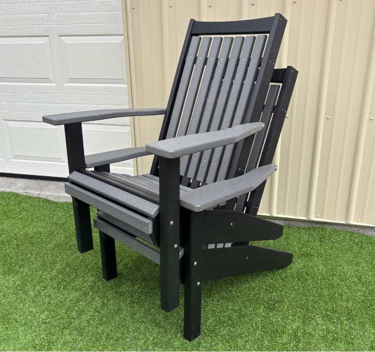 Amish Mission Adirondack Chair - Tangent Poly - Dark Gray on Black - Shown Stacked