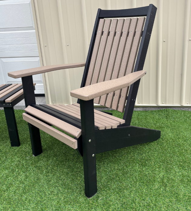 Amish Mission Adirondack Chair - Tangent Poly - Weatherwood on Black