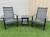 Amish Mission Adirondack Chair Set With End Table - Tangent Poly - Dark Gray on Black