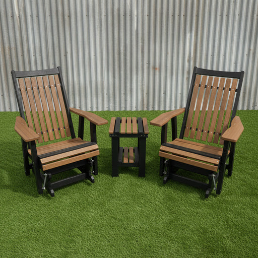 Amish Mission Adirondack Glider - Antique Mahogany on Black - HDPE Poly Glider - Amish Outdoor Glider - Tangent Poly - Durable Outdoor Glider 1 2