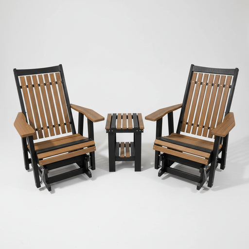 Amish Mission Adirondack Glider - Antique Mahogany on Black - HDPE Poly Glider - Amish Outdoor Glider - Tangent Poly - Durable Outdoor Glider 1