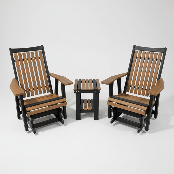 Amish Mission Adirondack Glider - Antique Mahogany on Black - HDPE Poly Glider - Amish Outdoor Glider - Tangent Poly - Durable Outdoor Glider 1