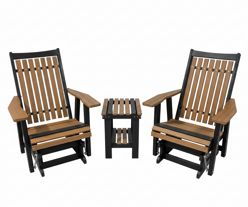 Amish Mission Adirondack Glider - Tangent Poly - 20 Year Warranty - HDPE Poly Glider - Antique Mahogany on Black 1