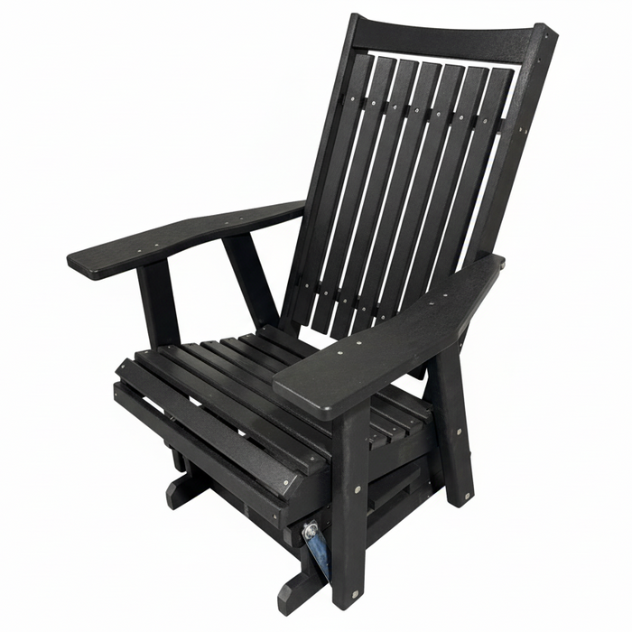 Amish Mission Adirondack Glider - Tangent Poly - 20 Year Warranty - HDPE Poly Glider - Black 
