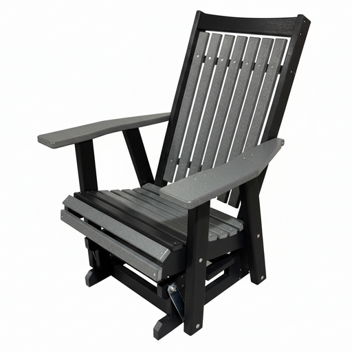 Amish Mission Adirondack Glider - Tangent Poly - 20 Year Warranty - HDPE Poly Glider - Dark Gray & Black 1
