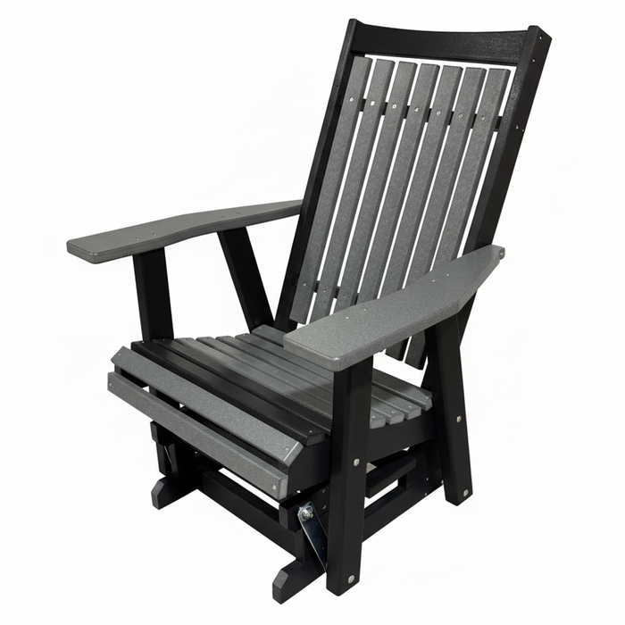 Amish Mission Adirondack Glider - Tangent Poly - 20 Year Warranty - HDPE Poly Glider - Dark Gray & Black 1
