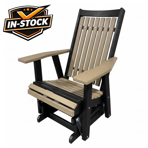 Amish Mission Adirondack Glider - Tangent Poly - 20 Year Warranty - HDPE Poly Glider - Weatherwood & Black  2