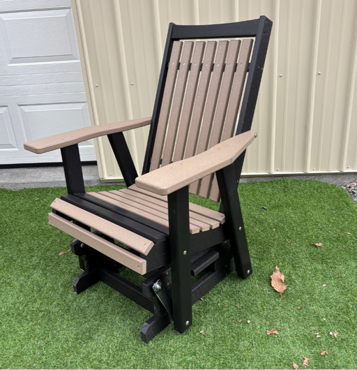 Amish Mission Adirondack Glider - Tangent Poly - Weatherwood on Black 