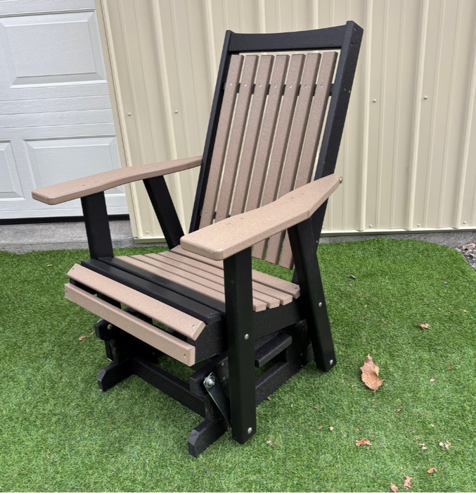 Amish Mission Adirondack Glider - Tangent Poly - Weatherwood on Black 