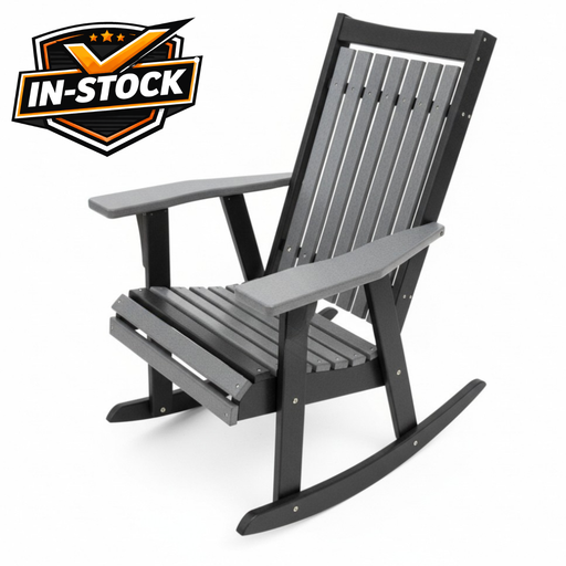 Amish Mission Adirondack Rocking Chair - Tangent Poly - Mission Style Poly Rocking Chair - Amish Made Rocking Chair