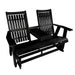 Amish Mission Adirondack Settee Glider with Cupholder Fold Down Duraweather Poly Furniture All Black Modern