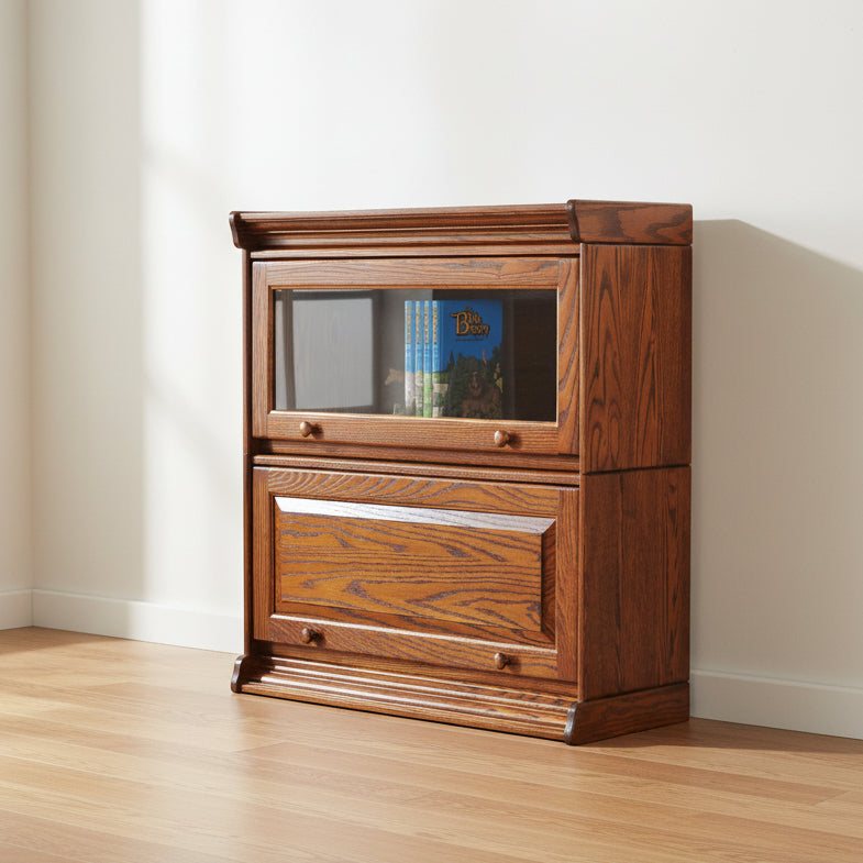 Amish Mission Barrister 36" Stackable Unit 2 Bookcase
Wood Knobs
Flat Glass