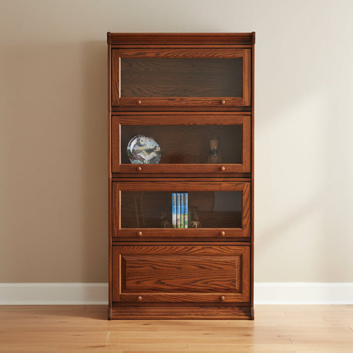 Amish Mission Barrister 36" Stackable Unit 4 Bookcase
Wood Knobs
Flat Glass