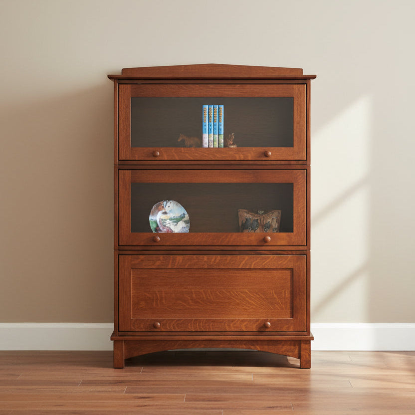 Amish Mission Barrister 38" Stackable Unit 3 Bookcase
Wood Knobs
Ball Bearing Slides