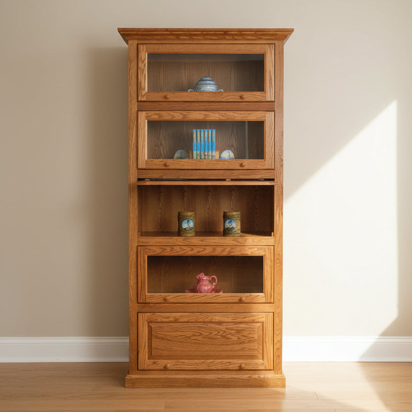 Amish Mission Barrister 40.5" One Piece 5 Door Bookcase