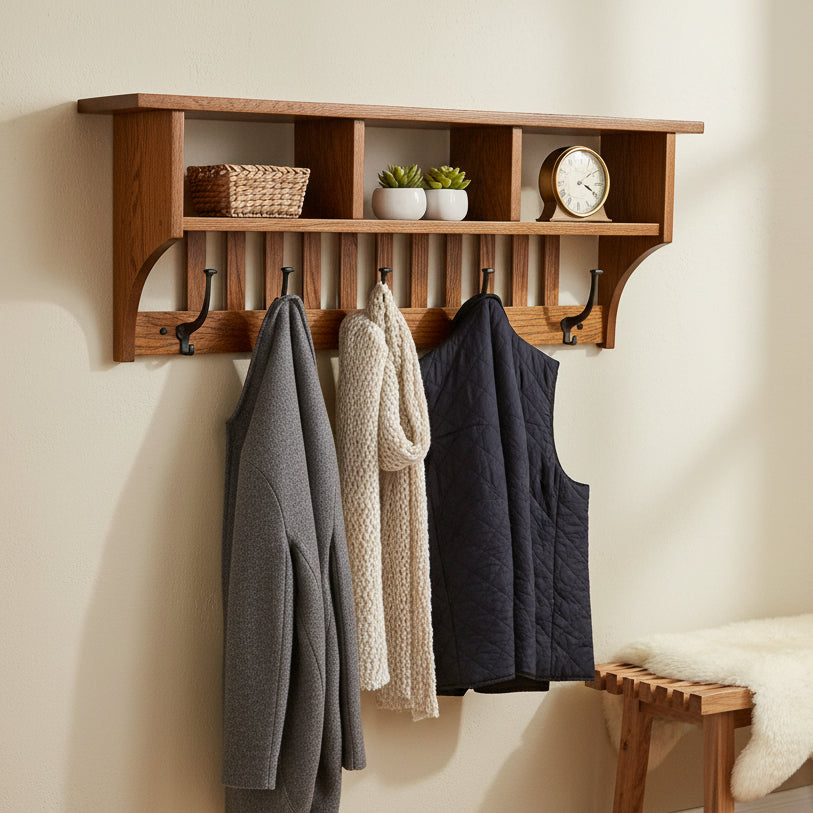 Amish Mission Cubby Shelf - Multiple Sizes - Hobby Hill Woodworking - Solid Oak Amish Shelf - Entryway Shelf