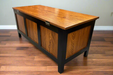 Amish Mission Flat Top Cedar Chest - Amish Cedar Chest - 2-Tone Elm and Brown Maple - OCS-113 Michaels Stain - Back View