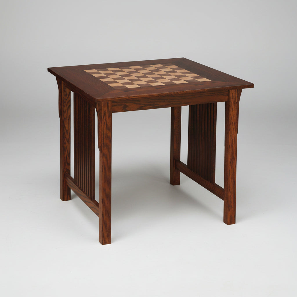 Amish Mission Game Table Chess Checkers Solid Wood Inlay Board American Made
